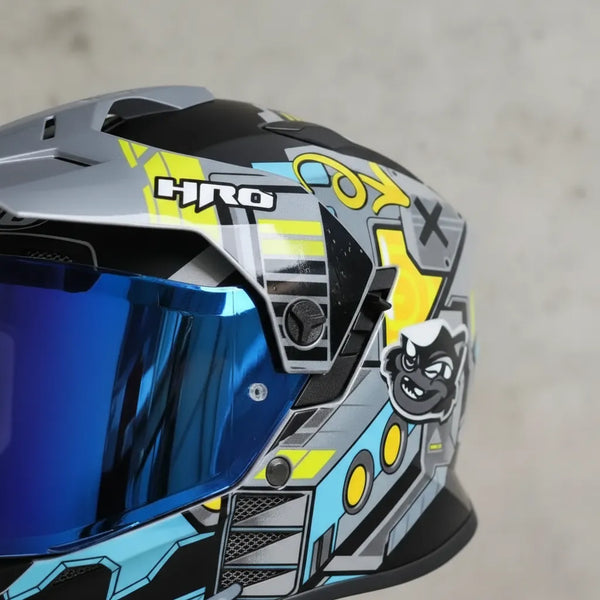 Casco Hro Mx340 Dv Cybok Gris /azul Brillo Visor Azul