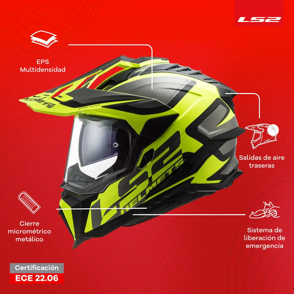 Casco Cross City LS2 Explorer HPFC Alter Negro Amarillo Mate MX701