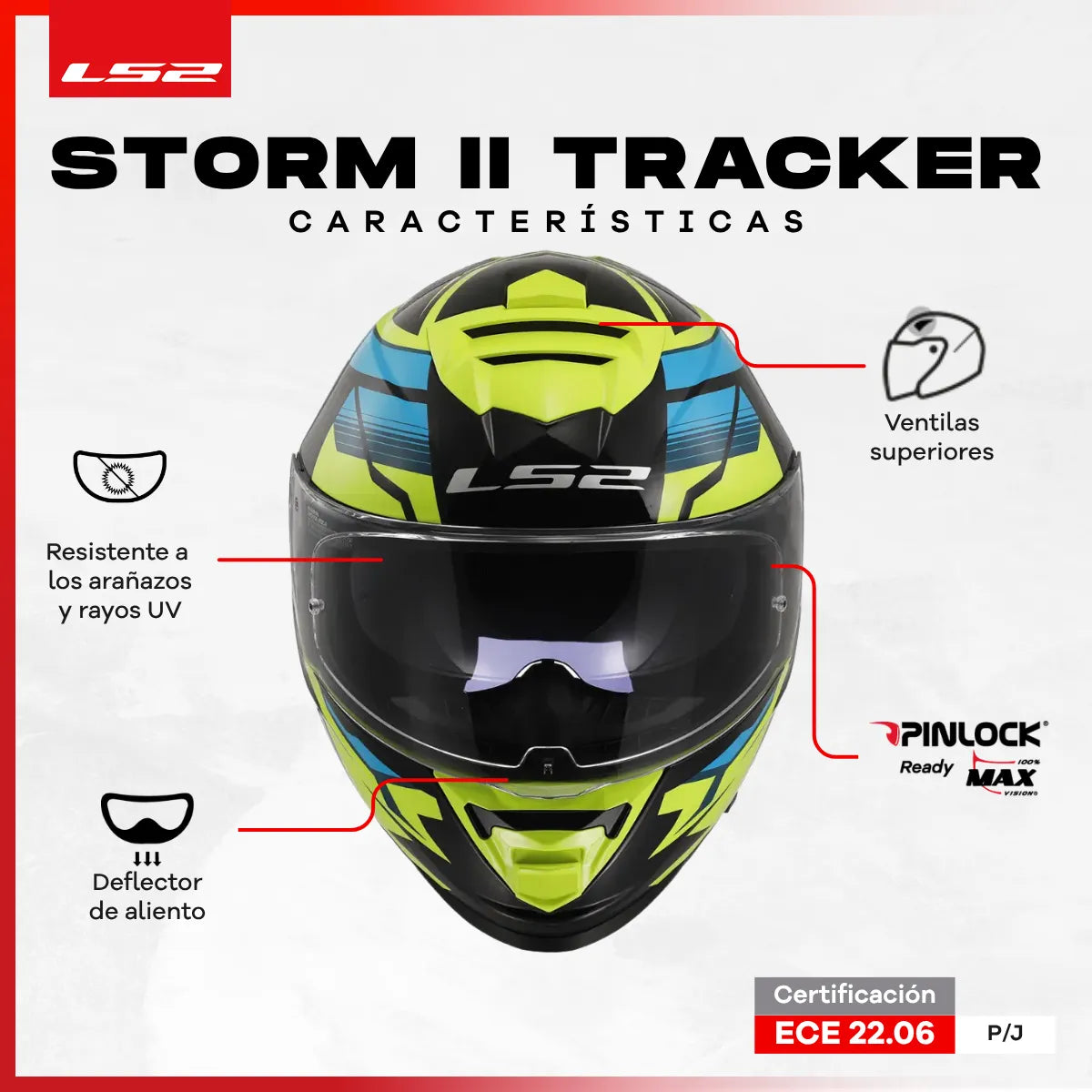 Casco Integral Ls2 Storm II Tracker Negro Amarillo FF800