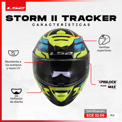 Casco Integral Ls2 Storm II Tracker Negro Amarillo FF800
