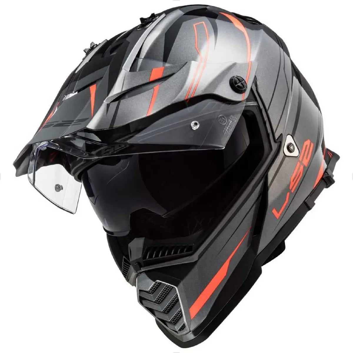 Casco LS2 Pioneer Cross Evo Knight Gris Naranja Brillo MX436