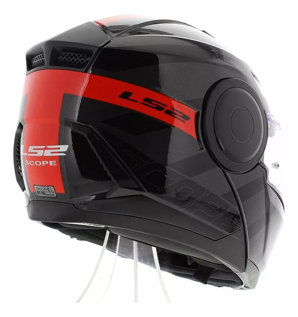 Casco Abatible Ls2 Scope  II FF902 Max Hamr Negro Rojo