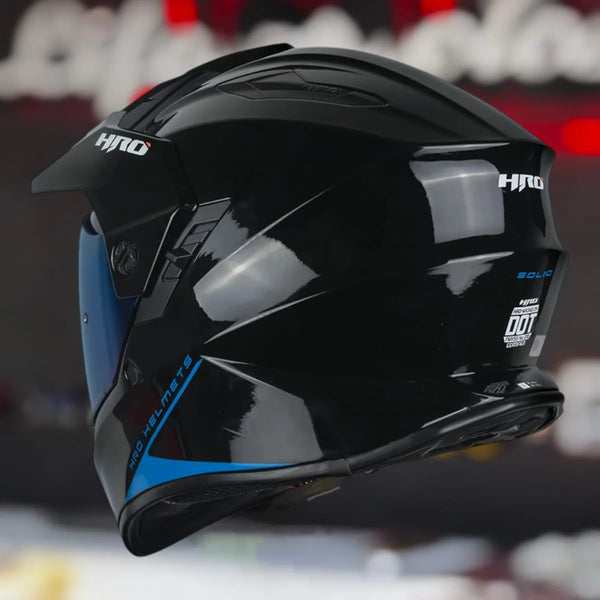 Casco Doble Proposito Hro Mx340dv Negro Brillo Gafas Dot Ntc