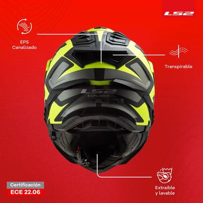 Casco Cross City LS2 Explorer HPFC Alter Negro Amarillo Mate MX701