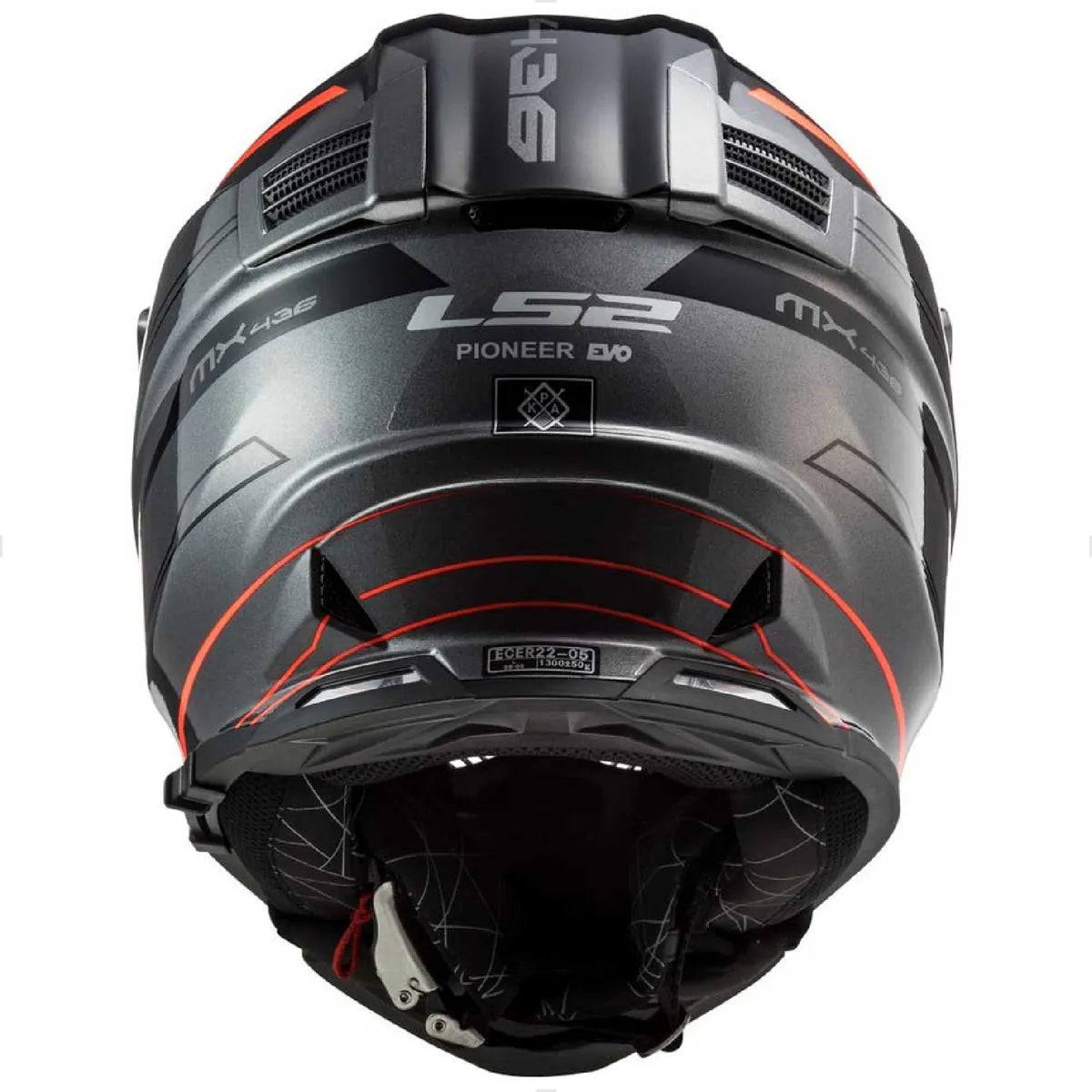 Casco LS2 Pioneer Cross Evo Knight Gris Naranja Brillo MX436