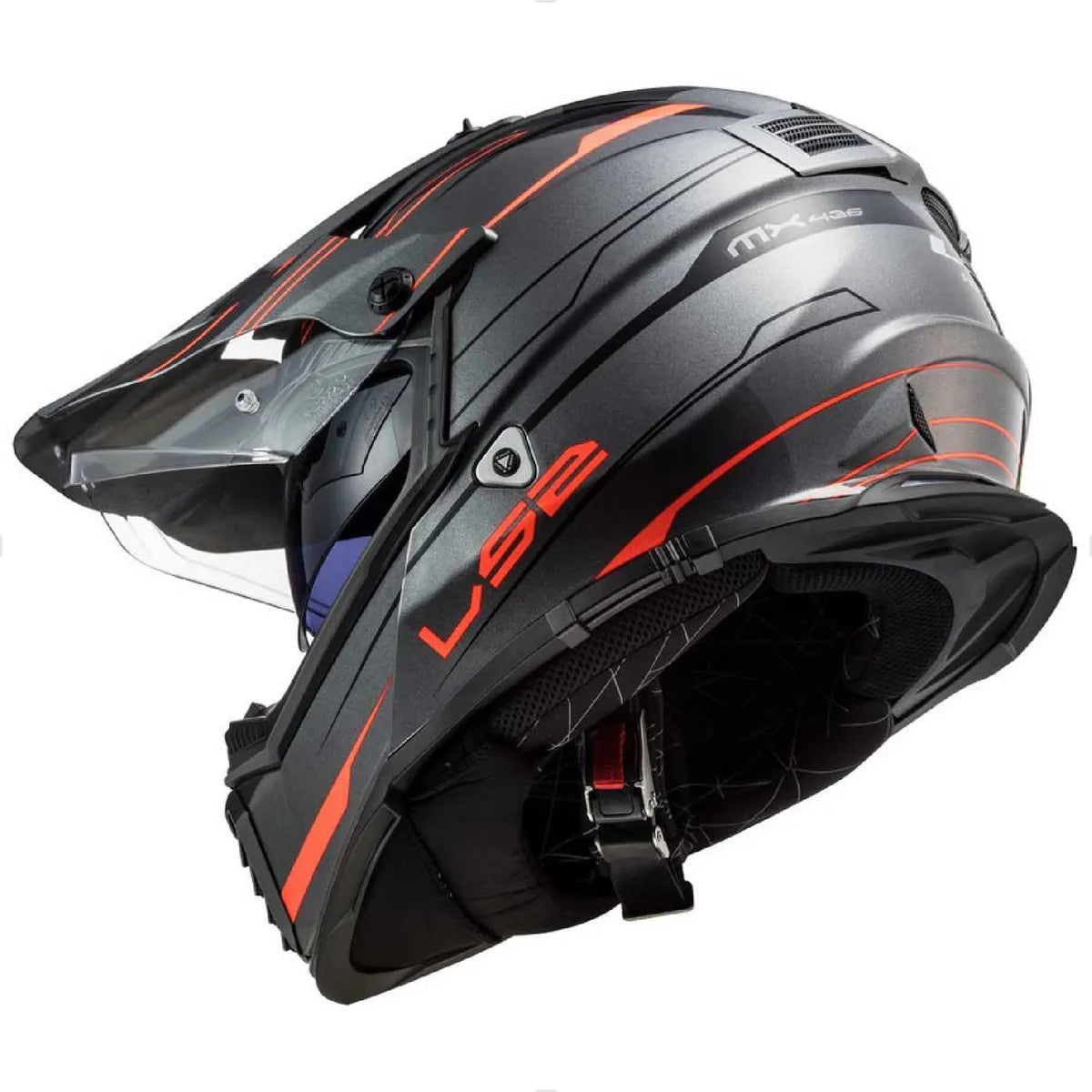 Casco LS2 Pioneer Cross Evo Knight Gris Naranja Brillo MX436