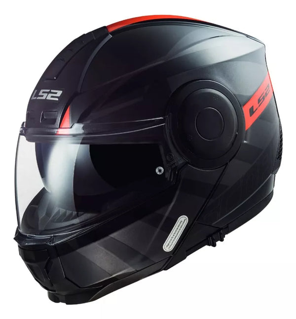 Casco Abatible Ls2 Scope  II FF902 Max Hamr Negro Rojo