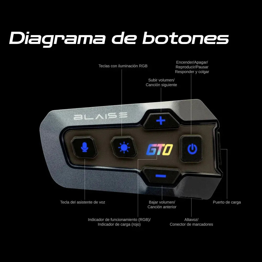 Manos Libres Blaise By GT0 Negro Audio HD y Control con Botón