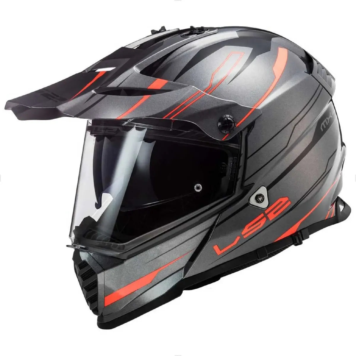 Casco LS2 Pioneer Cross Evo Knight Gris Naranja Brillo MX436