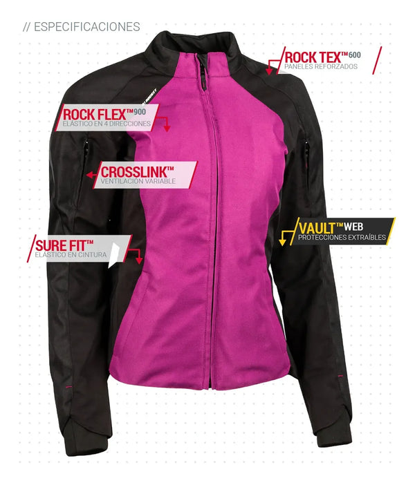 Chamarra para mujer Joe Rocket Aurora 2.0 Rosa Negra