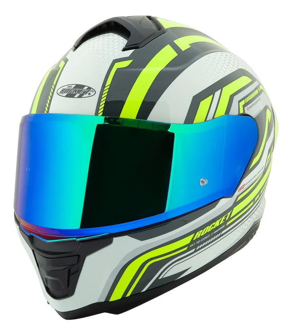Casco Integral Joe Rocket RKT 110 Highside  Blanco Navy Neon Brillo