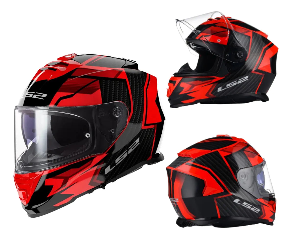 Casco Integral Ls2 Storm II Tracker Negro Rojo FF800 Brillo