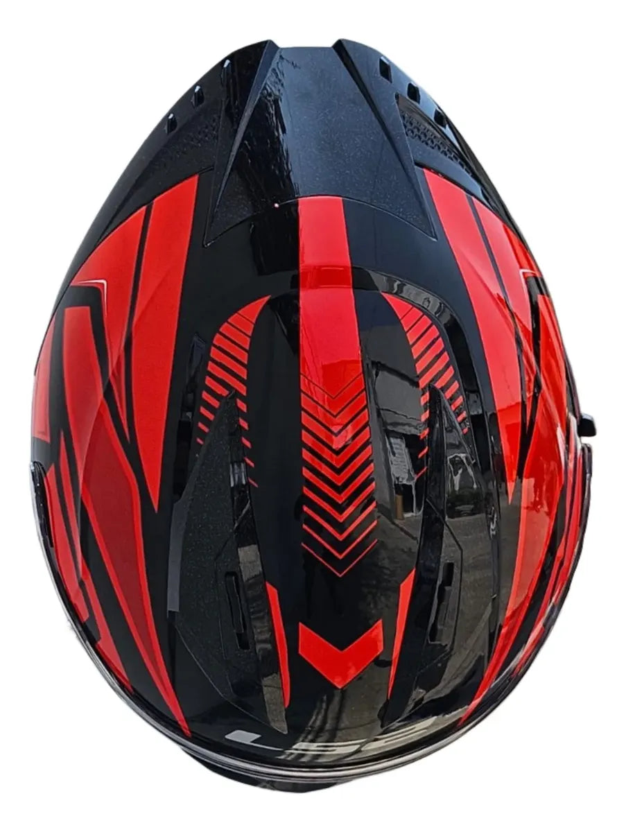 Casco Integral LS2 Con Intercomunicador integrado Y Led Fusion Rojo Negro Mate FF806