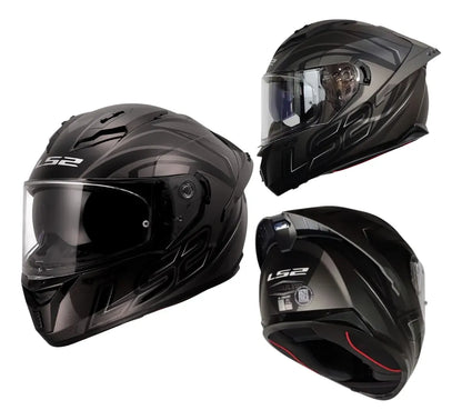 Casco Integral LS2 Con Intercomunicador integrado Y Luz Led Fusion Gris Negro Mate FF806