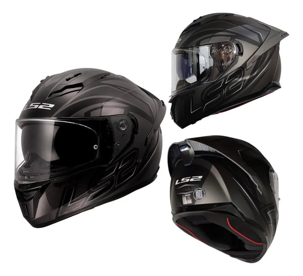 Casco Integral LS2 Con Intercomunicador integrado Y Luz Led Fusion Gris Negro Mate FF806