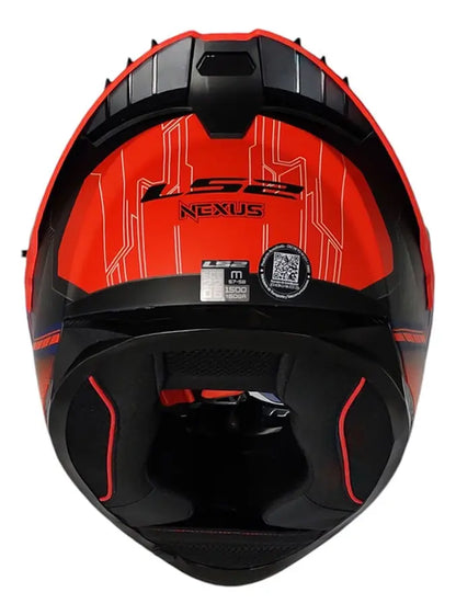 Casco Integral LS2 Con Intercomunicador y Luz Led Fusion Nexus Azul Rojo Mate FF806