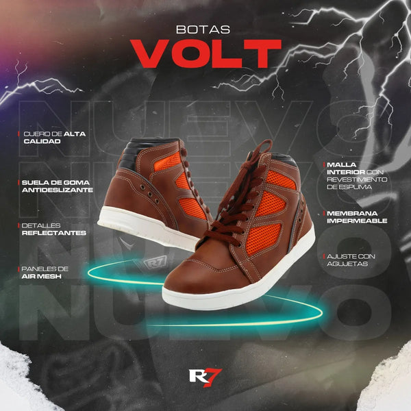 Botas Deportivas R7-6051 Piel Cafe Rojo