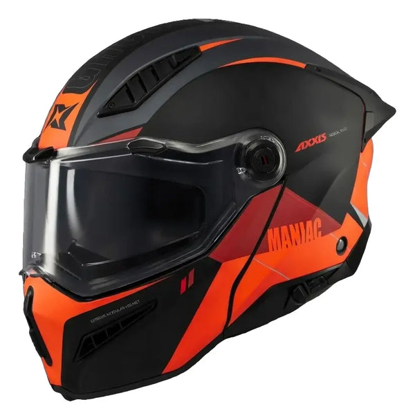 Casco Abatible Axxis Ghostfighter B4 Maniac Naranja Negro