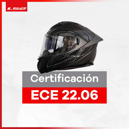 Casco Integral LS2 Con Intercomunicador integrado Y Luz Led Fusion Gris Negro Mate FF806