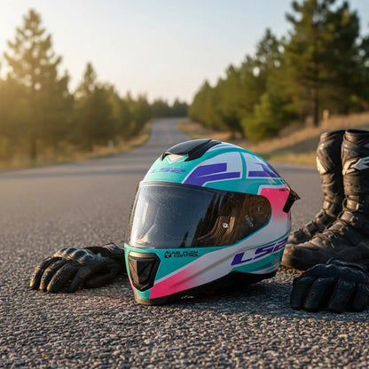 Casco Integral LS2 Con Intercomunicador integrado Flash Impact Rosa Morado Brillo FF802