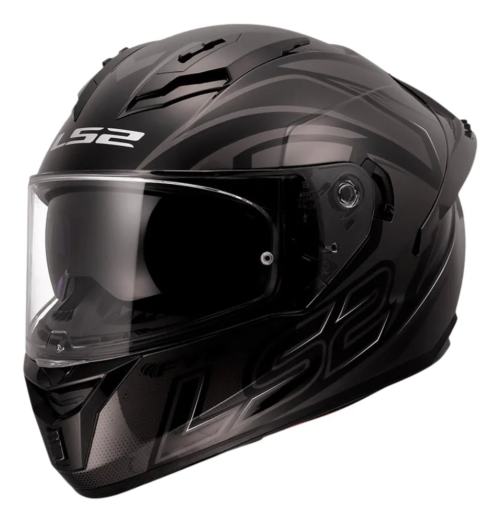 Casco Integral LS2 Con Intercomunicador integrado Y Luz Led Fusion Gris Negro Mate FF806