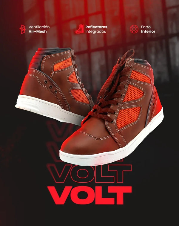Botas Deportivas R7-6051 Piel Cafe Rojo