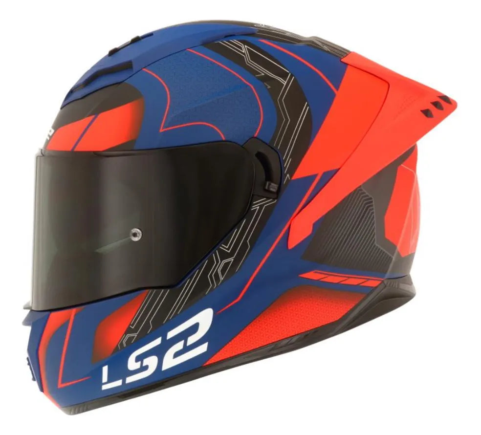 Casco Integral LS2 Con Intercomunicador y Luz Led Fusion Nexus Azul Rojo Mate FF806