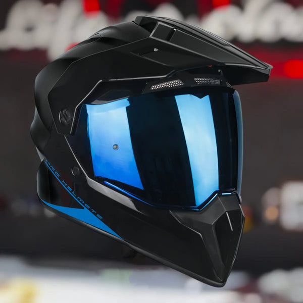 Casco Doble Proposito Hro Mx340dv Negro Brillo Gafas Dot Ntc