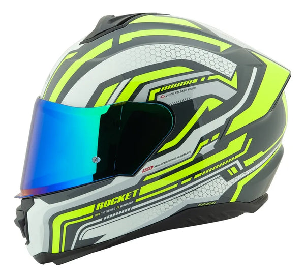 Casco Integral Joe Rocket RKT 110 Highside  Blanco Navy Neon Brillo