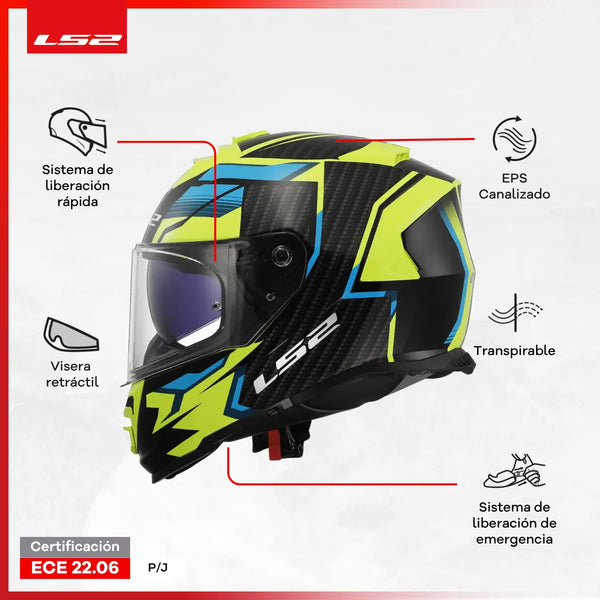 Casco Integral Ls2 Storm II Tracker Negro Amarillo FF800