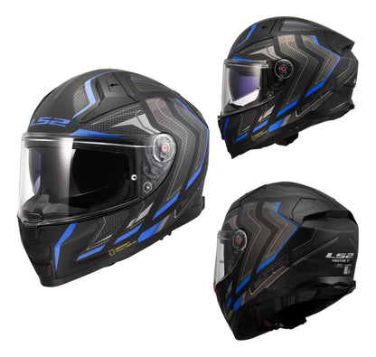 Casco Ls2 Vector II C Alizer Azul Negro Mate FF811