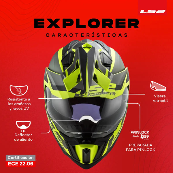 Casco Cross City LS2 Explorer HPFC Alter Negro Amarillo Mate MX701