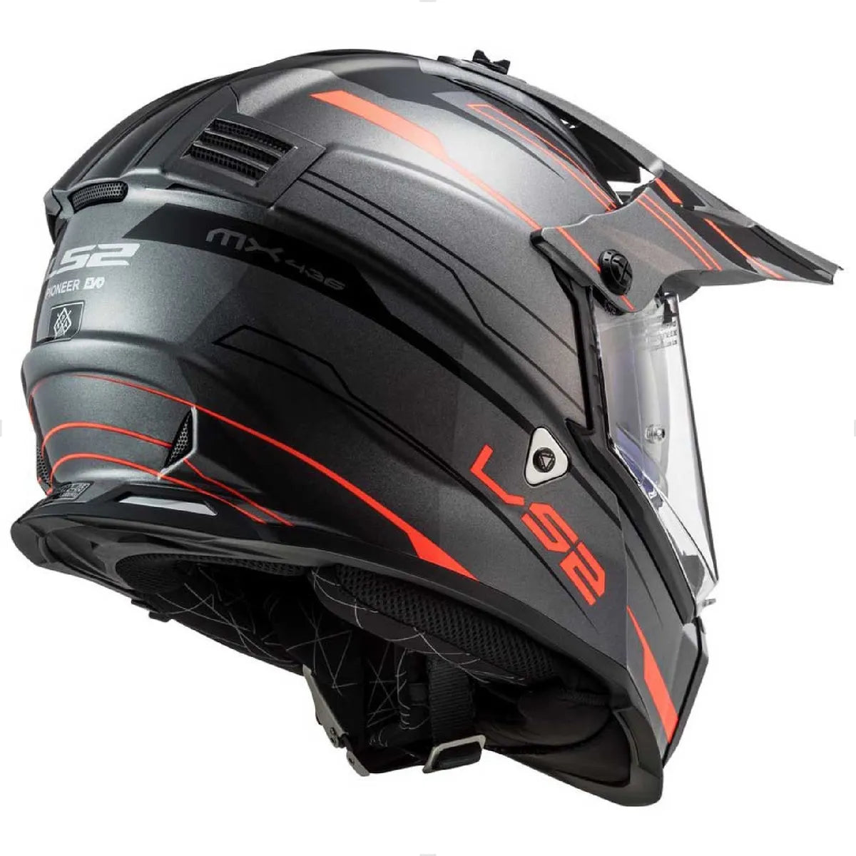 Casco LS2 Pioneer Cross Evo Knight Gris Naranja Brillo MX436