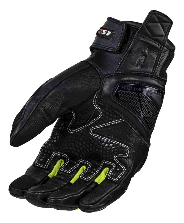 Guantes Ls2 Spark Il Leather Negro Amarillo Fluo