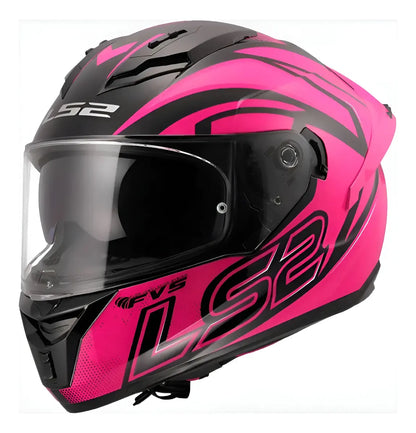 Casco Integral LS2 Con Intercomunicador integrado Y Led Fusion Rosa Negro Mate FF806