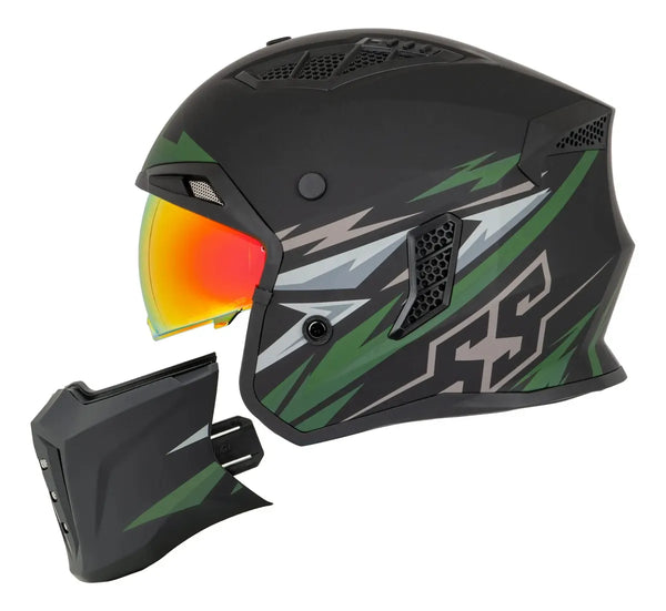 Casco Speed And Strenght Ss2450 Trial By Fire Verde Rojo Mate
