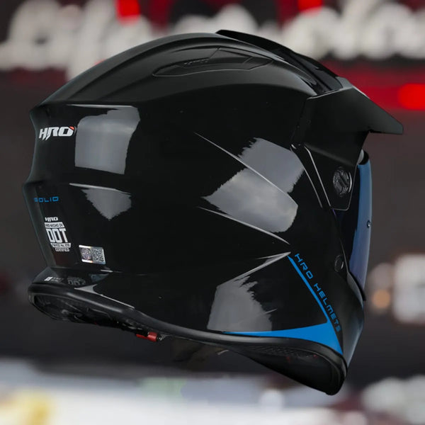 Casco Doble Proposito Hro Mx340dv Negro Brillo Gafas Dot Ntc