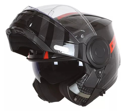 Casco Abatible Ls2 Scope  II FF902 Max Hamr Negro Rojo