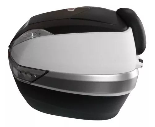 Cajuela Techx2 E68 Blanca/Fibra De Carbon C/ Reflejante Blanco Y Respaldo 38L