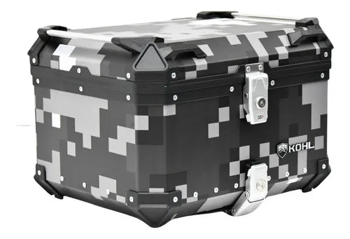 Baúl Trasero Motocicleta Kohl Pixel Aluminio Negro Gris 50 LTS