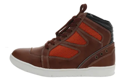 Botas Deportivas R7-6051 Piel Cafe Rojo