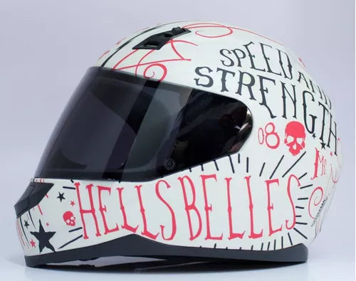 Casco Speed And Strength Ss700 Hells Belles Blanco Integral Moto Helmets Sebastian