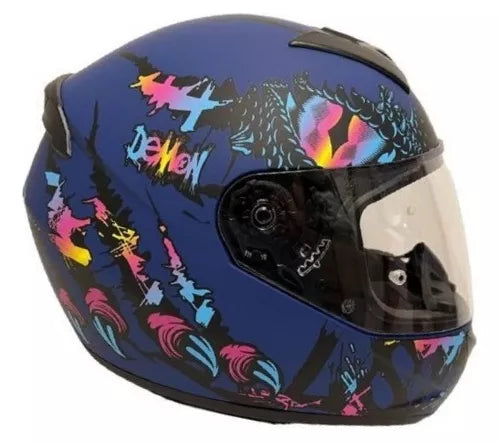 Casco Integral LS2 Rookie Demon Azul Negro Mate Ff352
