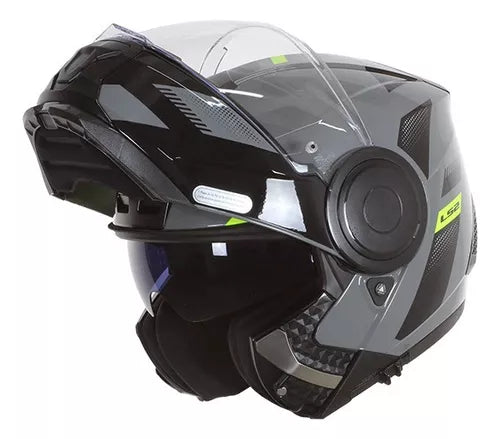 Casco Abatible Ls2 Scope II Max Nardo Sin Pinlock Negro Amarillo FF902