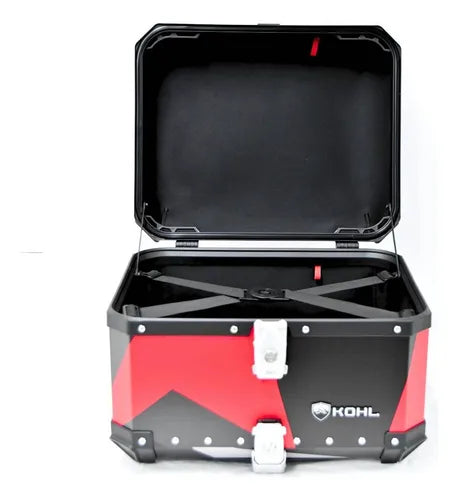 Baúl Trasero Motocicleta Kohl Pixel Q5 Aluminio Negro Gris Rojo 50 LTS