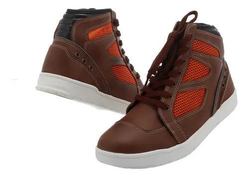 Botas Deportivas R7-6051 Piel Cafe Rojo