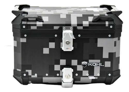 Baúl Trasero Motocicleta Kohl Pixel Aluminio Negro Gris 50 LTS