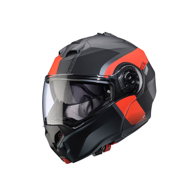 Casco Abatible Caberg Duke Evo Indi Gun Negro Gris Rojo Mate