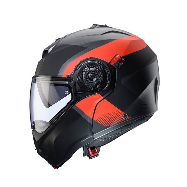 Casco Abatible Caberg Duke Evo Indi Gun Negro Gris Rojo Mate