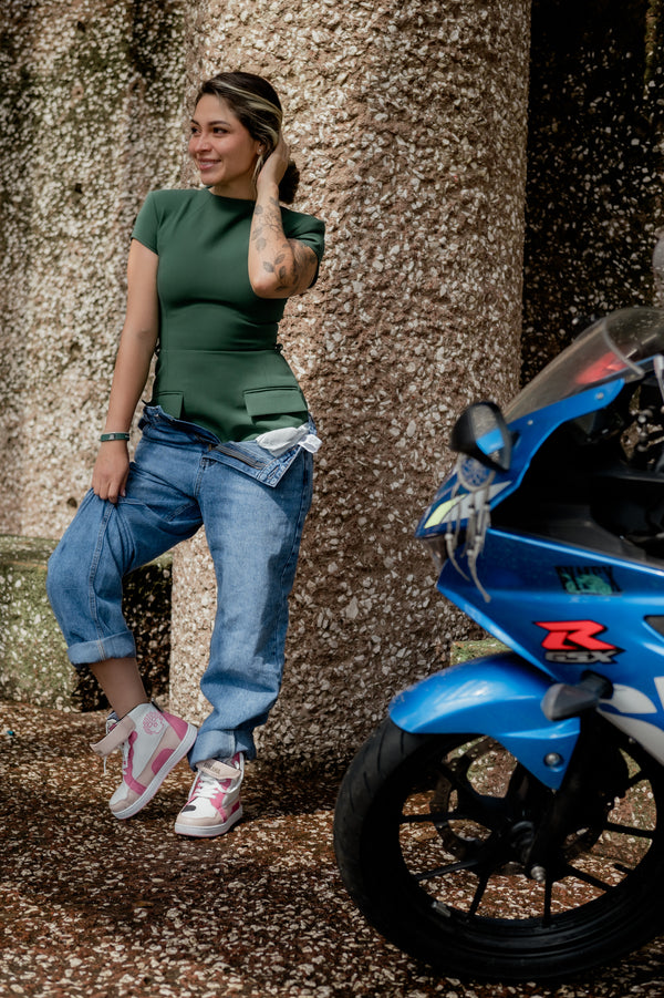 Tenis Para Motociclista Steff Biker Piel Rosa Con Protecciones Atacama